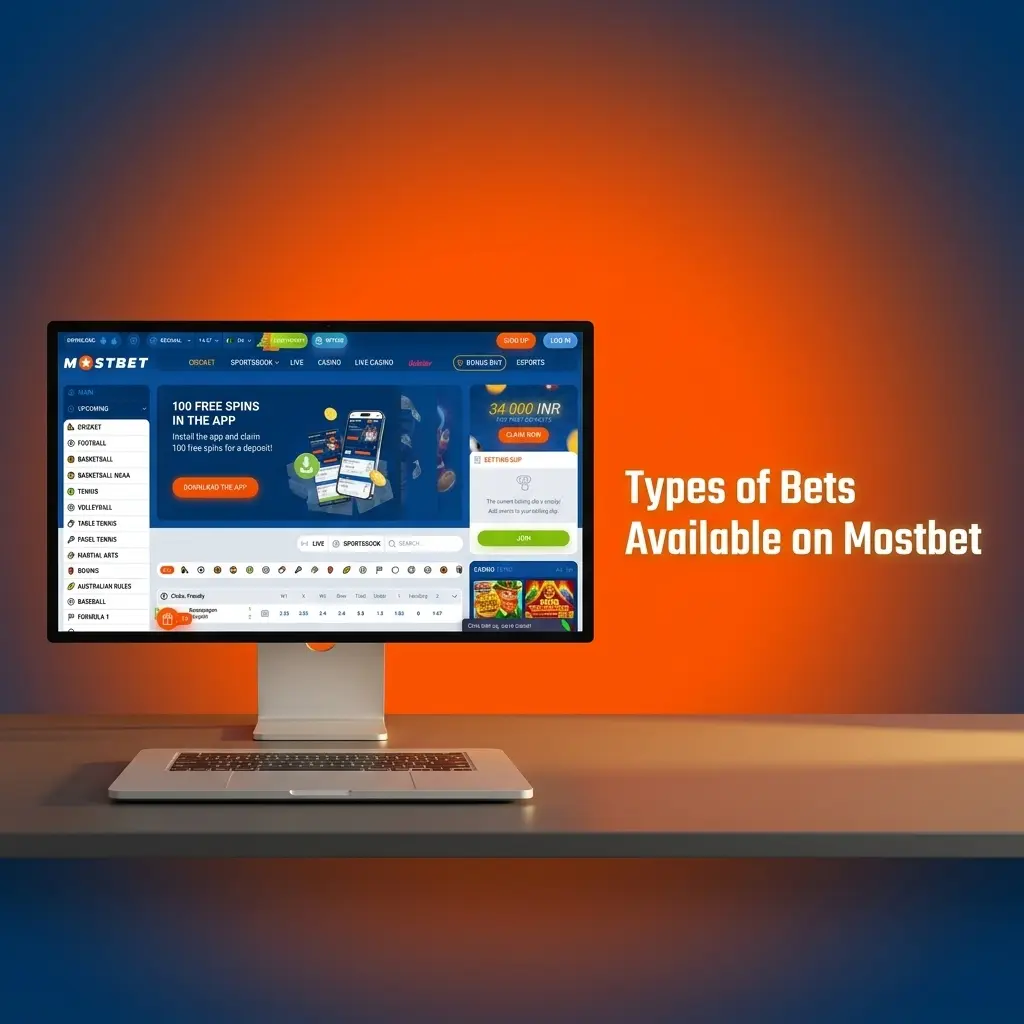 Mostbet betting types for Pakistan players showing single, accumulator, and system bet options